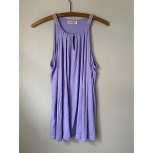 Y2K MANER Purple Tank Top Blouse Shirt Sparkle Embellished S Feminine Fairy